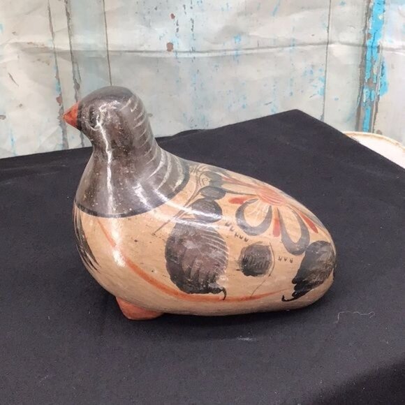 Handcrafted Ceramic Bird Figurine With Tribal Design - Picture 3 of 6